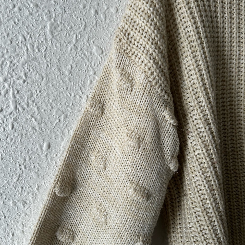 Cozy Cream/Yellow Chunky Knit Women's Sweater - Picture 2 of 4